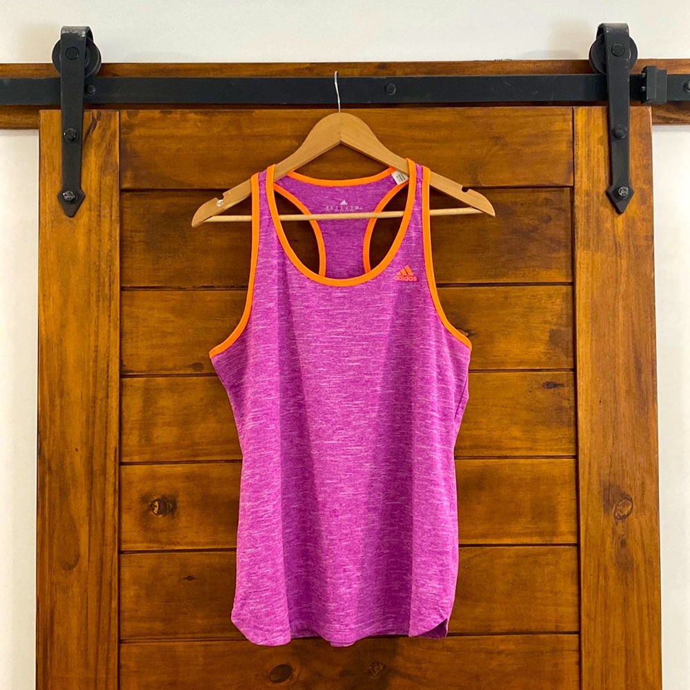 Adidas work out tank top pink orange Climalite sz M